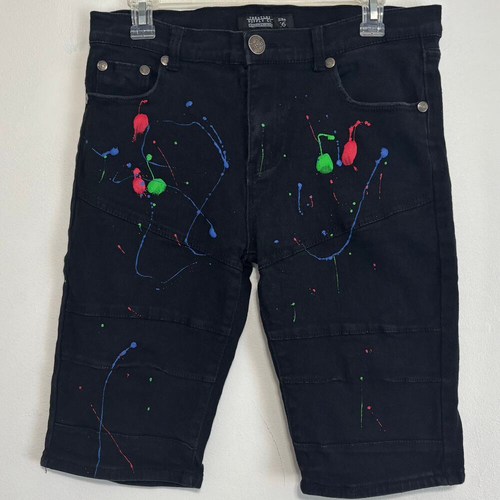 Trestles Supply Co Black Paint Splatter Denim Shorts Size 36